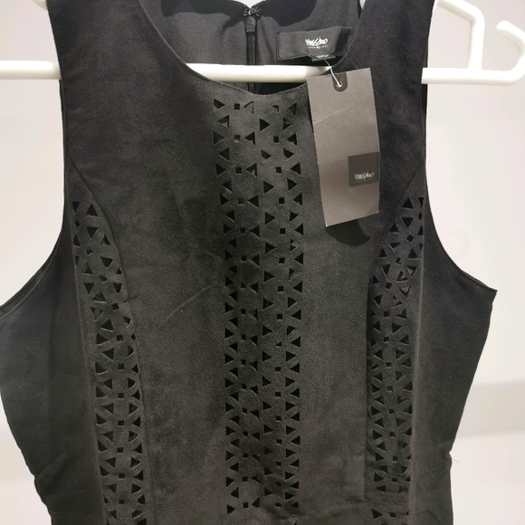 New black sleeveless faux suede dress - Picture 3 of 5